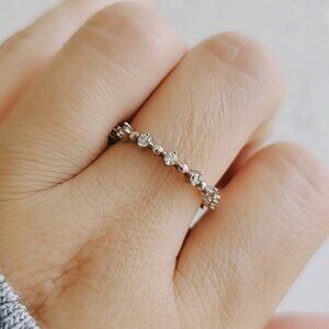 925 Sterling Silver Women's Thin Ring Promise Engagement Eternity Band Ring
